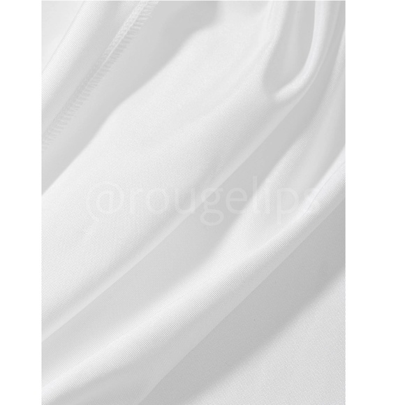 White Deep V Neck Backless Ruched Long Wedding Slip Sheath Dress - Picture 11 of 17